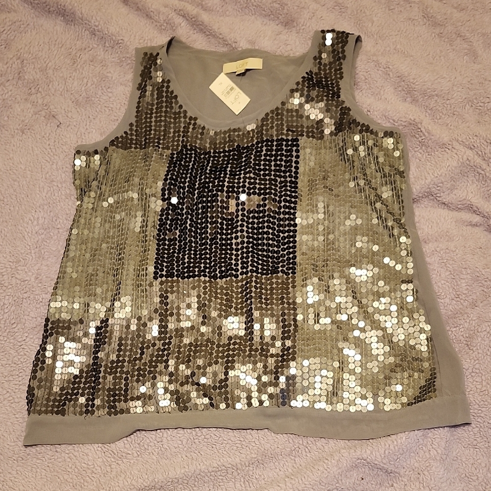 LOFT Gray Sleeveless Blouse